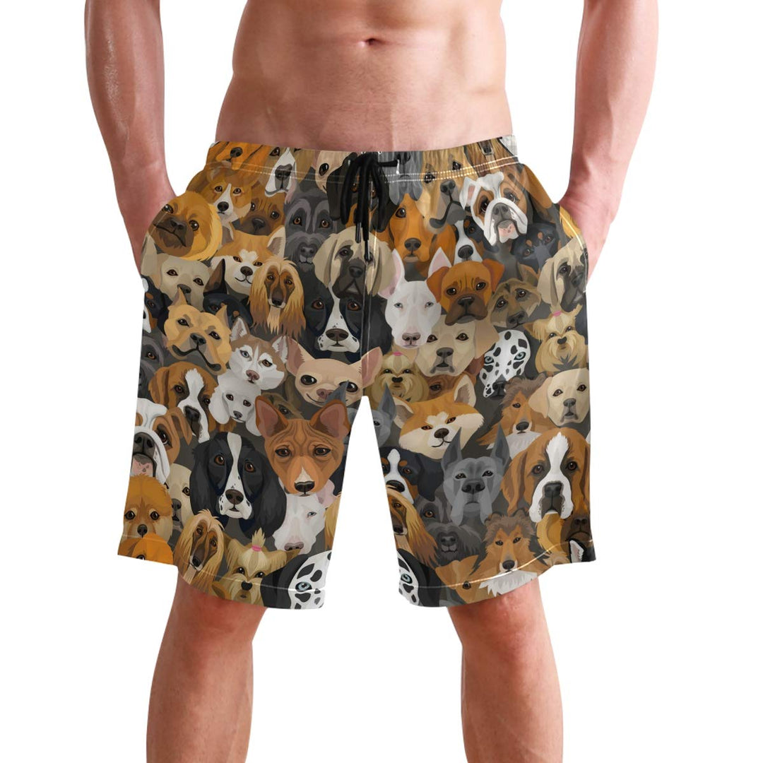 visesunny Dog Beach Shorts Mens Swim Trunks Sports Running Bathing Suits with Mesh Lining