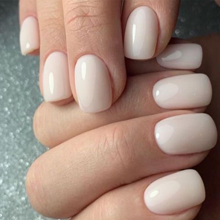 Modelones White Press on Nails, Short Square Fake Nails, Reusable Nail Kit with Nail Glue Adhesive Tabs Mini Nail File, Nails Press Ons 32Pcs16 Sizes, Women Girl Gift