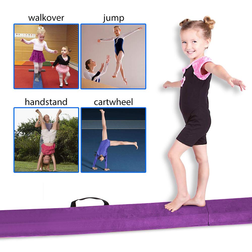 FBSPORT 8ft Balance Beam: Folding Floor Gymnastics Equipment for Kids Adults,Non Slip Rubber Base, Gymnastics Beam for Training, Practice, Physical Therapy and Professional Home Training