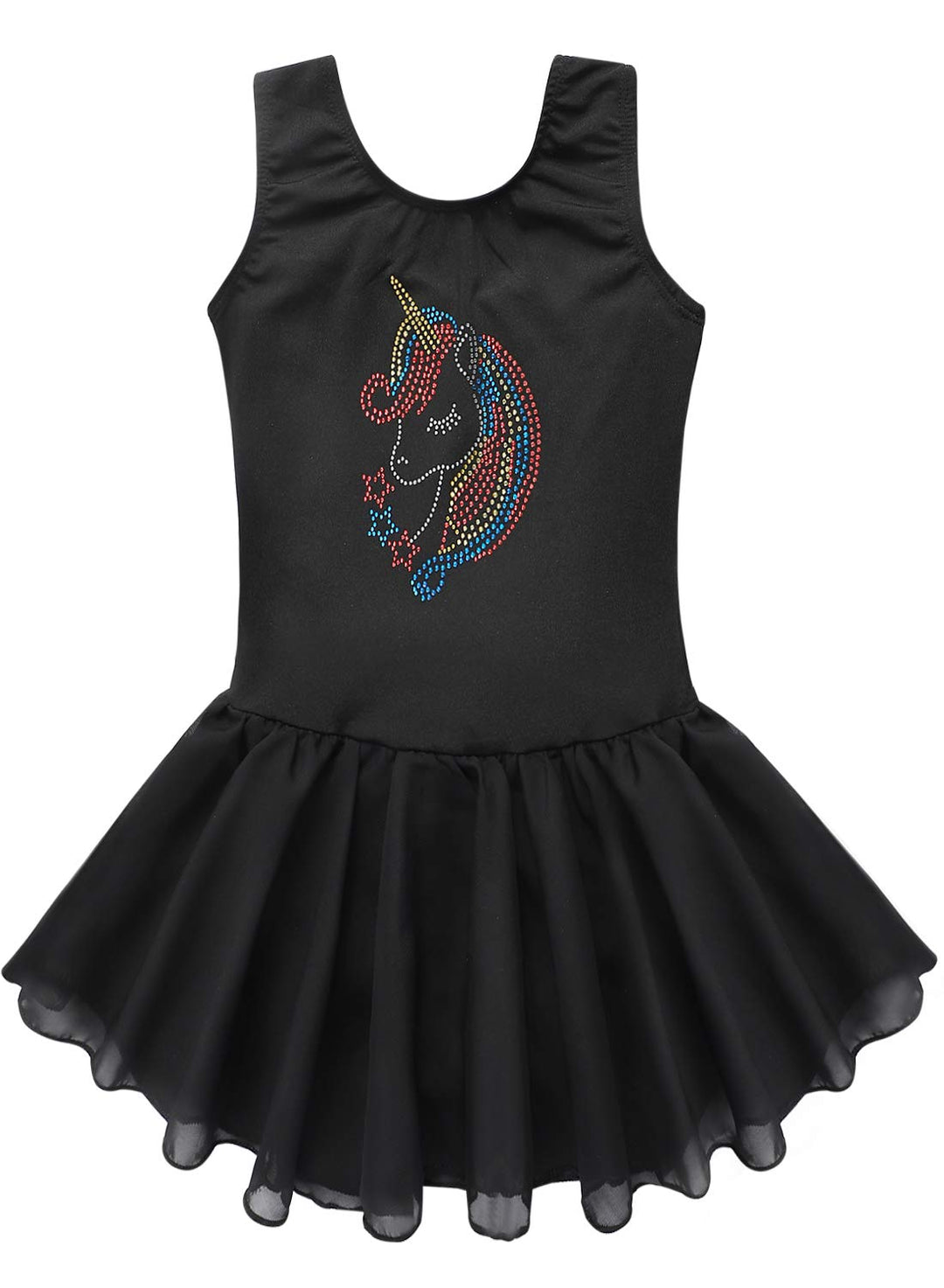 Unicorn Black Gymnastics Skirted Leotards 6t 7t Ballet Tutu Dance Dress Gymnastic Skirt(Baby Girls/Toddler Girls/Big Girls) (Unicorn Black, 130(6-7 years old))