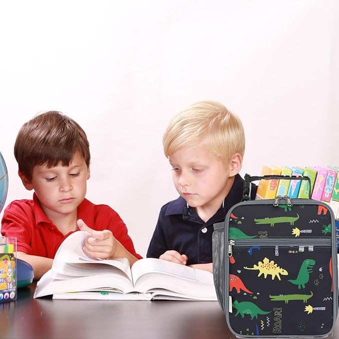 Lunch Box for Kids Boys Girls Men Women, Insulated Small Soft Cooler Lunch Bag Kit for School Work Picnic Travel - Reusable Portable lunchbox,Dinosaur Dark Blue