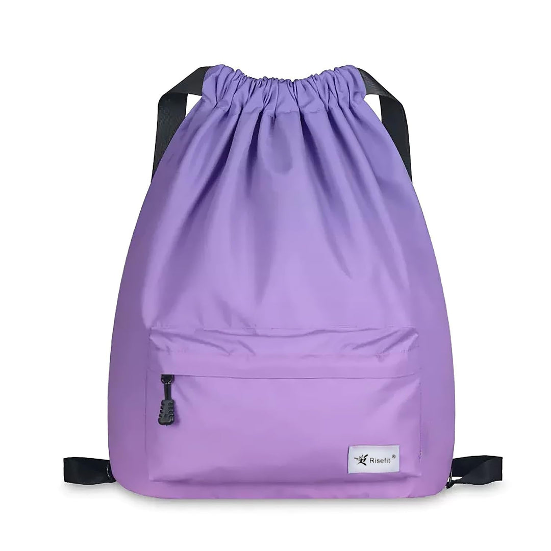 Risefit Water Resistant Drawstring Backpack Gym Bag Beach Backpack Sackpack Sports Backpack for Men Women(Gradient Plum)