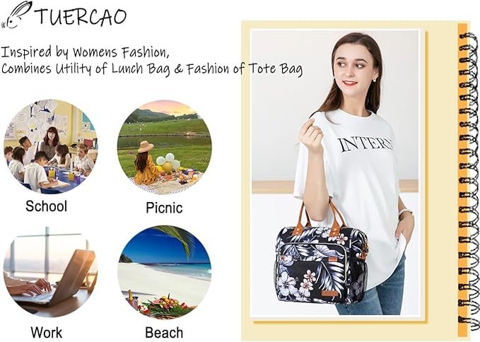 Hibiscus Lunch Box for Women Adult Insulated Lunch Bag Ladies Lunch Tote Bag for Work Loncheras para Mujer de Trabajo