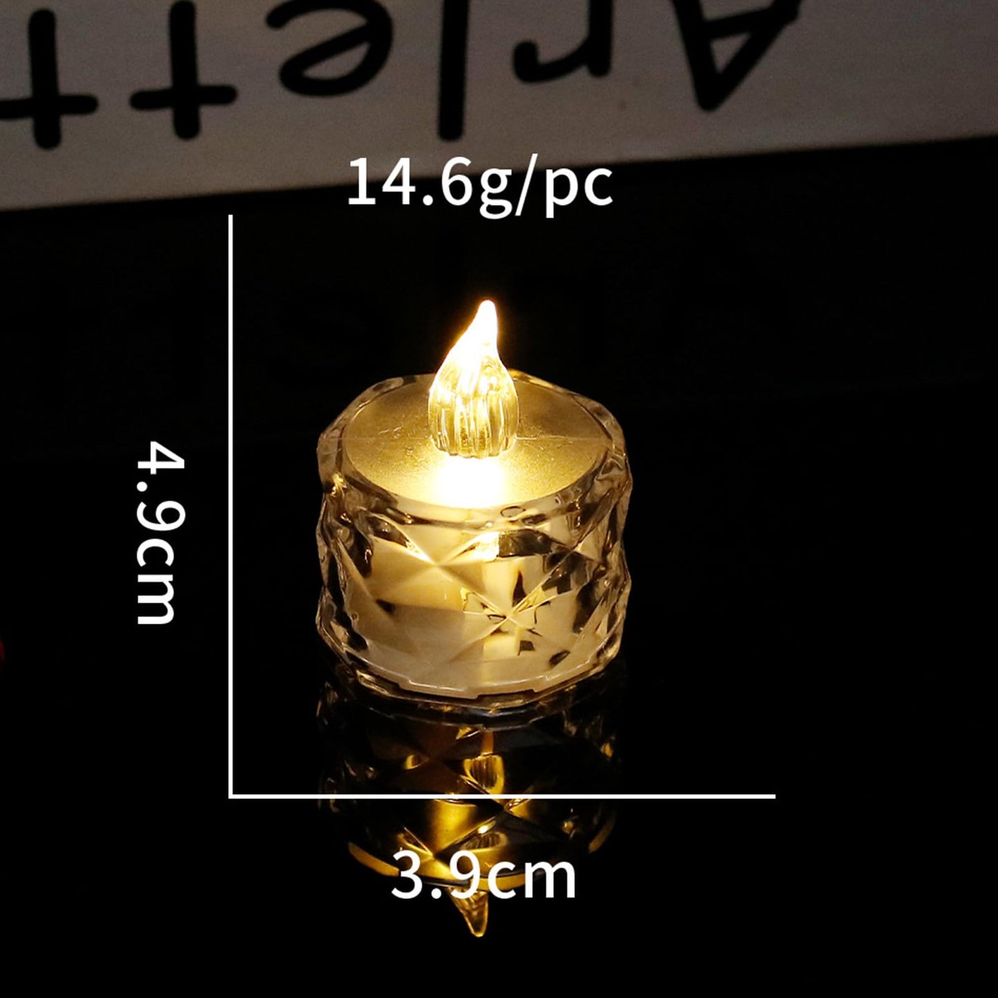 24 Pcs LED Tea Light Candles, Transparent Rhombus Crystal Warm Lights, Battery Operated Fake Candles Light, Battery Tea Lights Non Flickering for Votive Party Wedding Birthday Home Decoration