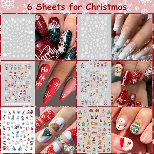 30 Sheets 7 Holiday Nail Art Stickers, Mixed Season Nail Decals Set for All Year, 3D Self-Adhesive Pegatinas Uñas Easter 4th of July Halloween Thanksgiving Christmas Valentine's St. Patrick's Day