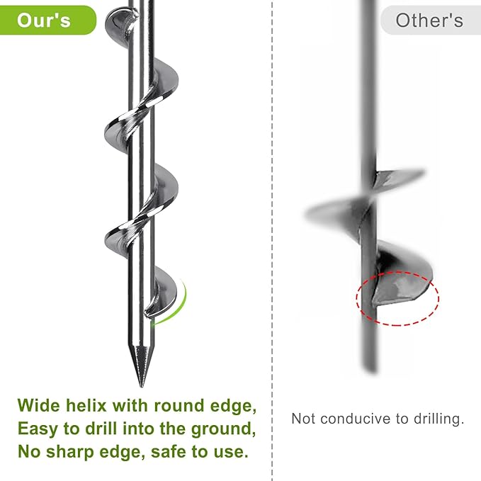 12 Inch Ground Anchors, 8 Pcs Heavy Duty Tent Stakes, Easy to Install and Reusable, for Camping Tents, Trampolines, Sheds, Swing Sets, Securing Animals