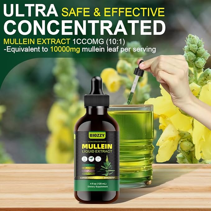 Generic Mullein Drops for Lungs | Mullein Leaf Extract for Respiratory and Lungs Support | Mullein Extract Supplement Liquid