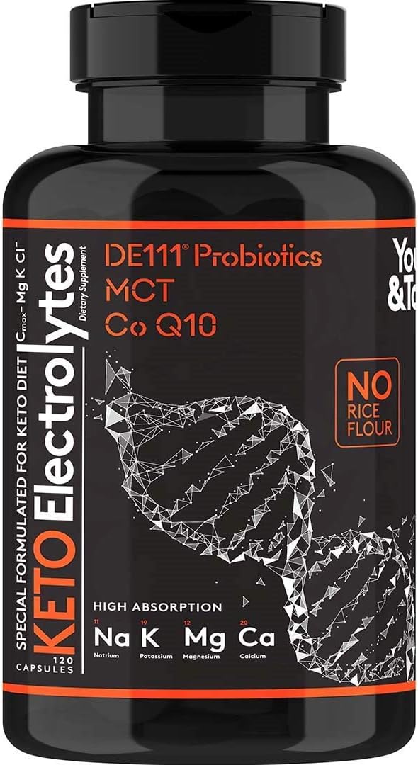 120 MCT Keto Electrolytes Pills | 150 mg Magnesium Probiotics Co Q 10 | Potassium Sodium Chloride Calcium Zinc & D3 Vitamin | Premium Grade Salt Supplement Designed for Low Carbs & Keto Diets