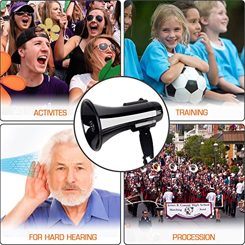 30 Watt Power Portable Megaphone Bullhorn Speaker Voice, Siren/Alarm and 240S Recording with Volume Control and Strap (Black)
