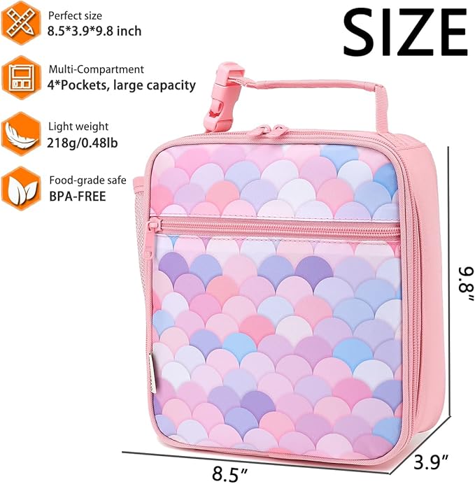 Lunch Box for Kids Boys Girls Men Women, Insulated Small Soft Cooler Lunch Bag Kit for School Work Picnic Travel - Reusable Portable lunchbox, Colorful