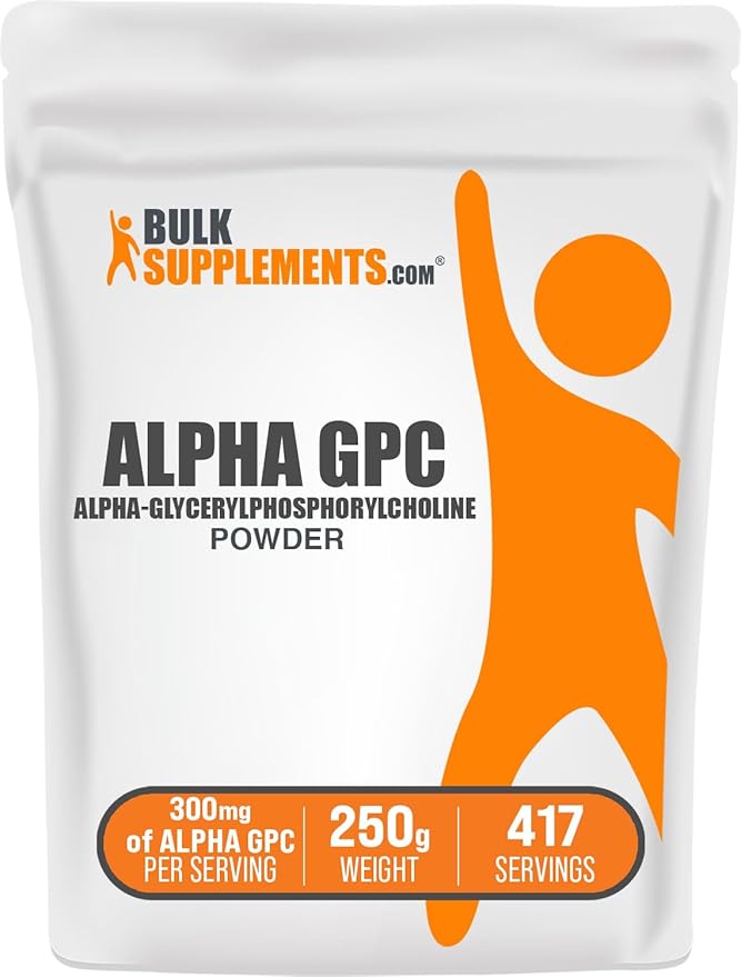 BulkSupplements.com Alpha GPC Powder - Choline Supplements, Alpha GPC 300mg - Acetylcholine Supplements, Unflavored & Gluten Free, 600mg per Serving, 250g (8.8 oz) (Pack of 1)