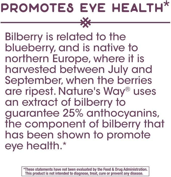 Nature's Way Bilberry Standardized Extract Veg Capsules 90 ea (Pack of 3)