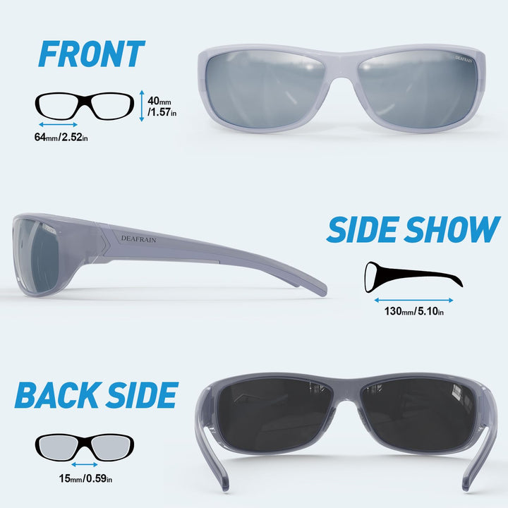 DEAFRAIN Polarized Sports Sunglasses for Men Women Fishing Driving Cycling Running Baseball Golf White Blue Glasses UV Protection