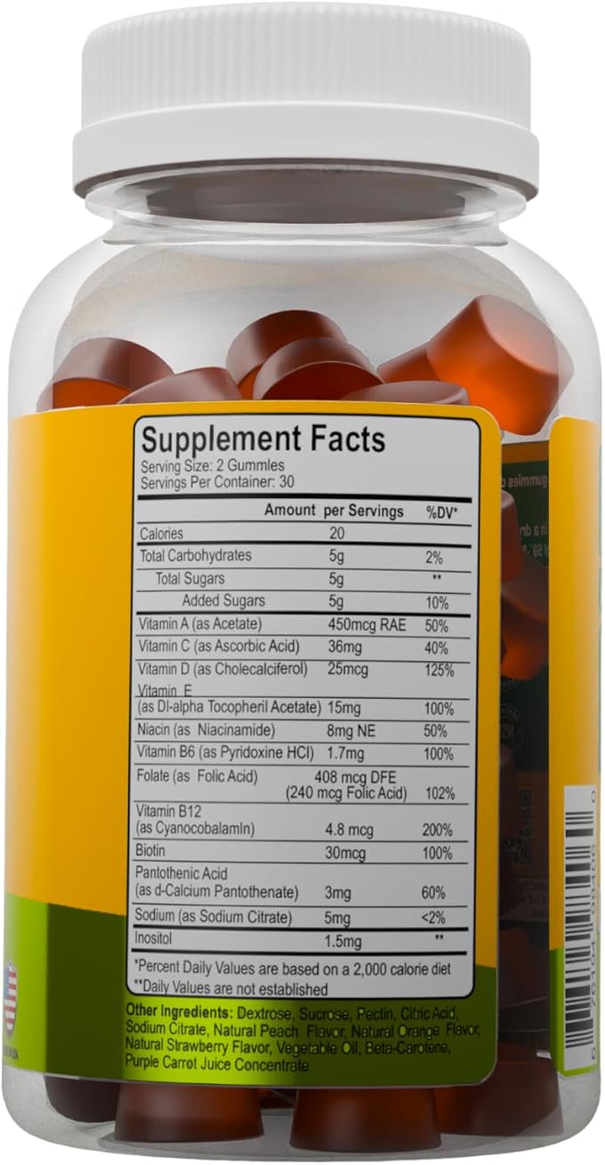 ALFA VITAMINS MultiVitamins for Adults Supports Cellular Energy Production - Essential Daily Vitamins & Minerals - Immune System Booster - Natural Orange Flavor (60 Gummies)