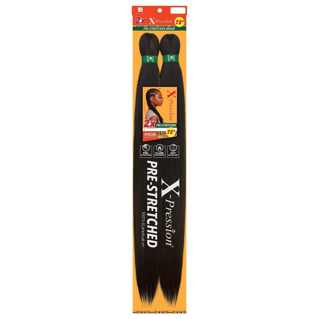 Sensationnel X-Pression Prestretched Braiding Hair - 2X Xpression 72 Inch All Kanekalon Flame Retardant Synthetic Braid In Hair