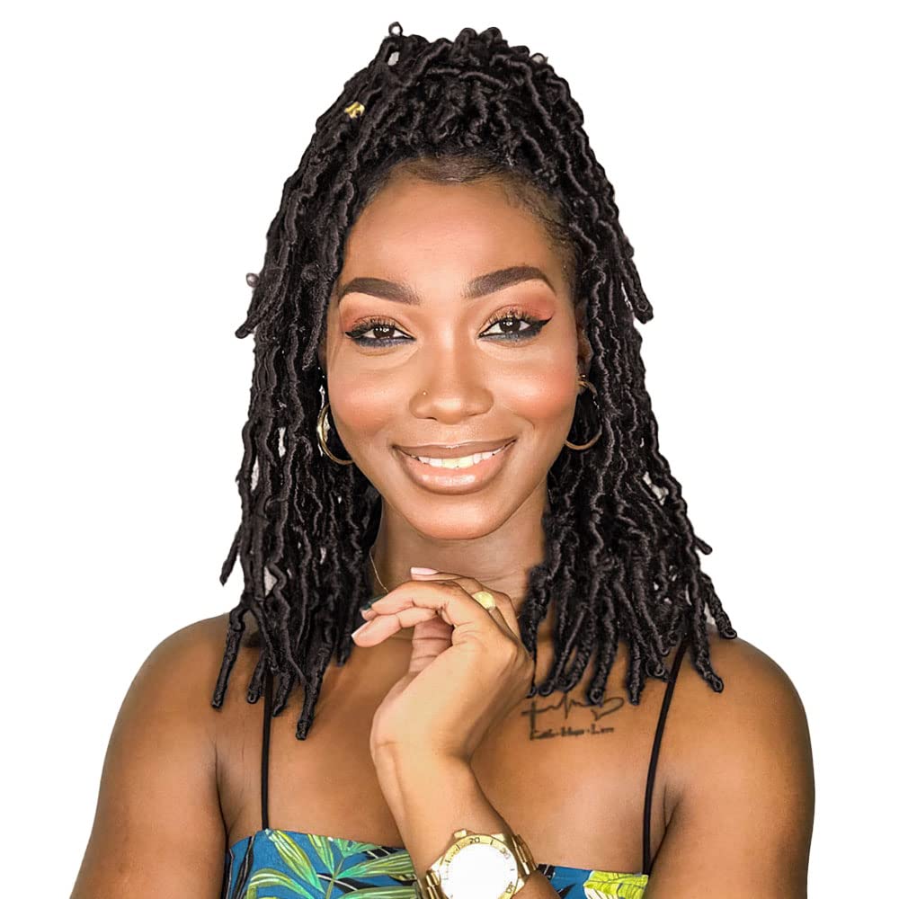 Niseyo 6 Packs Butterfly Locs Crochet Hair 12 Inch Pre Looped Distressed Locs Crochet Braids (4#)