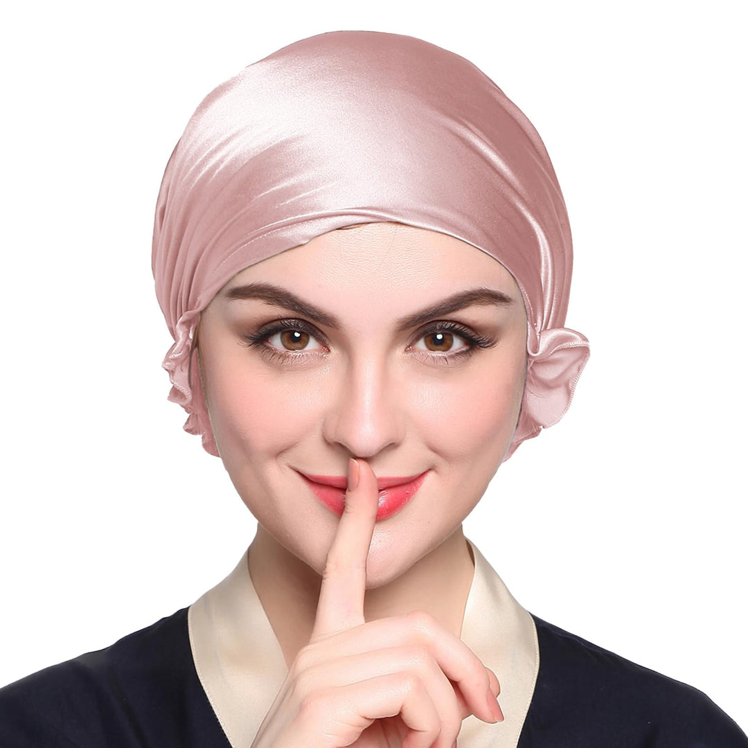 Lilysilk Silk Bonnet For Sleeping Womens Sleep Cap 100% 19Mm Mulberry Silk For Long Curly Hair Adjustable Stretchy Rosy Pink