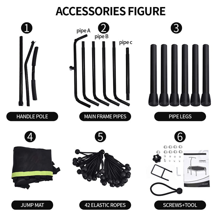 Gielmiy 48‘’Mini Trampoline for Adults，Silent rebounder Trampoline with 3 Adjustable Handle，Indoor/Garden/Workout Cardio,Safely Cushioned Bounce（Max Load 330lbs）