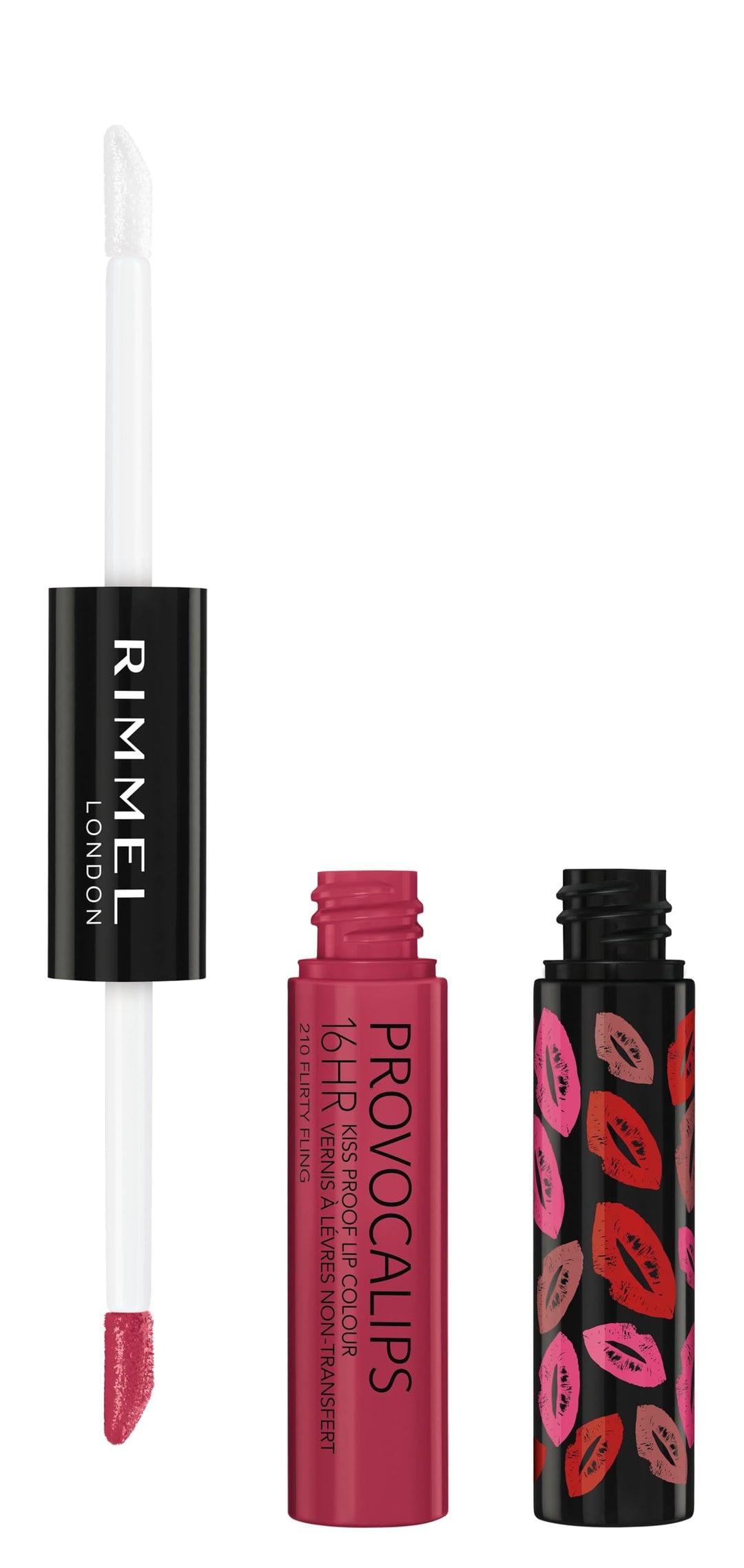 Rimmel London Provocalips 16hr Kiss-Proof Lip Color - Two-Step Liquid Lipstick to Lock in Color and Shine - 210 Flirty Fling, .14 fl.oz.