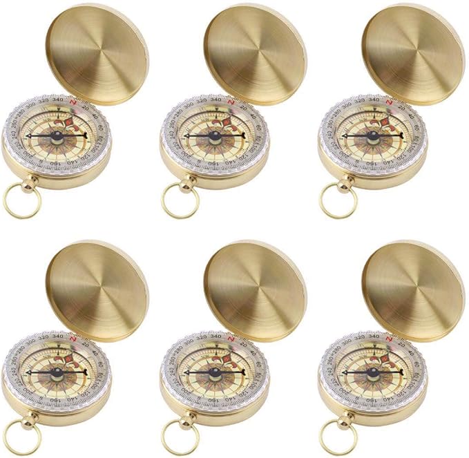 SHENQIDZ 6 Pack Camping Survival Compass,Pocket Compass for Kids,Compass for Hiking or Camping
