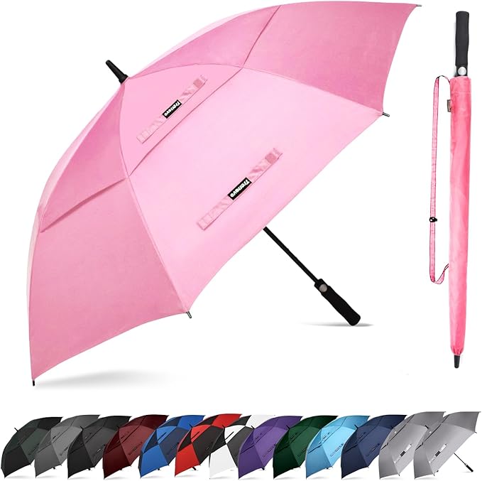 Auto Open Golf Umbrellas 62/68/72 Inch Extra Large Oversize for Business & Home, Ventilated Double Canopy Windproof Waterproof Stick Umbrella for Rain & strong wind