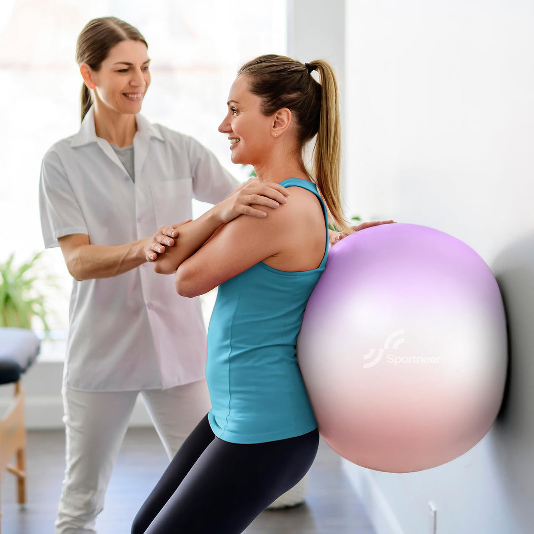 Sportneer Extra Thick Exercise Ball - 25.6''Yoga Ball with Quick Pump - Anti-Burst and Slip Resistant Fitness Ball Chair for Pregnancy and Physical Therapy