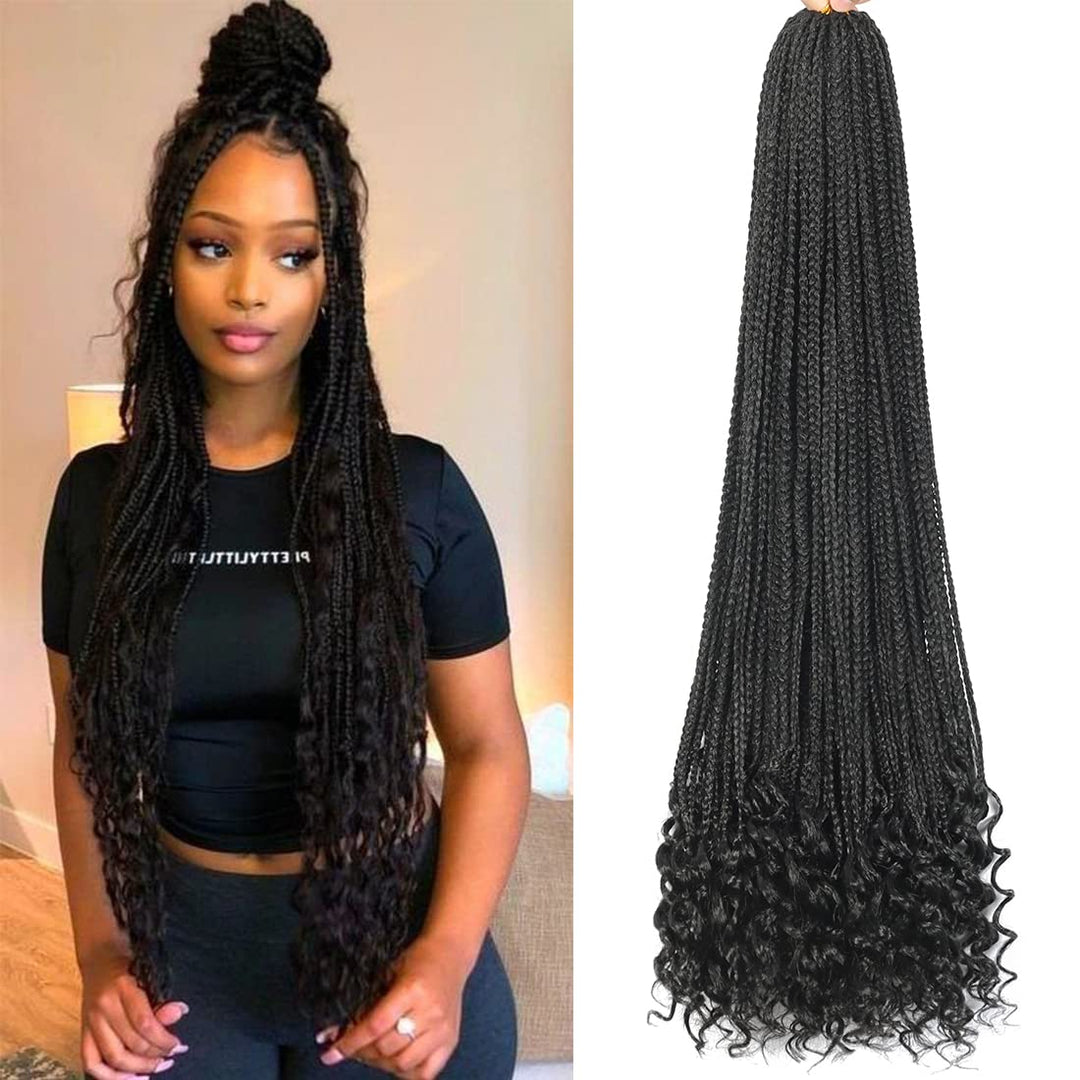 8 Packs 30 Inch Crochet Box Braids Hair With Curly Ends Pre Looped Goddess Box Braids Hair Extensions And Braiding