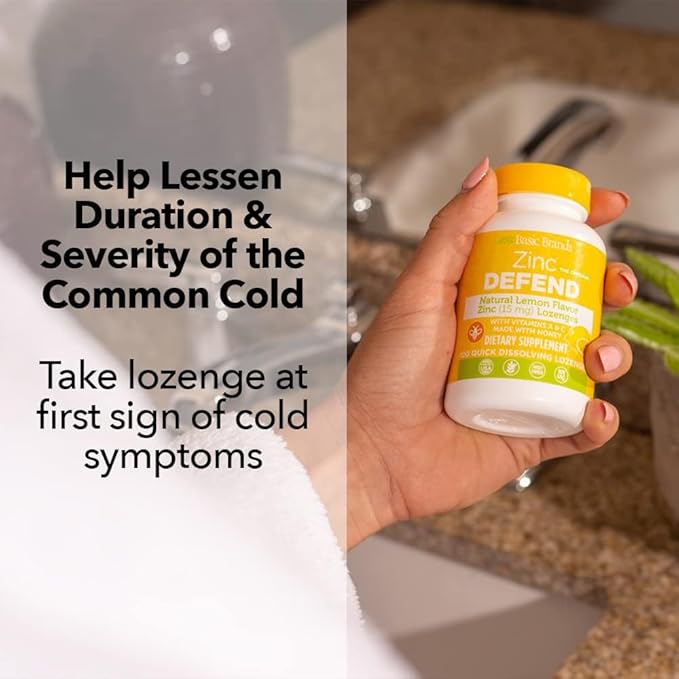 Basic Brands Zinc Lozenges, 100 Count, Lemon