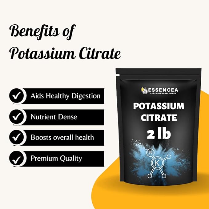 Potassium Citrate Powder 2LB by Essencea Pure Bulk Ingredients | 100% Potassium Citrate | Premium Quality Supplement (32 Ounces) [Packaging May Vary]