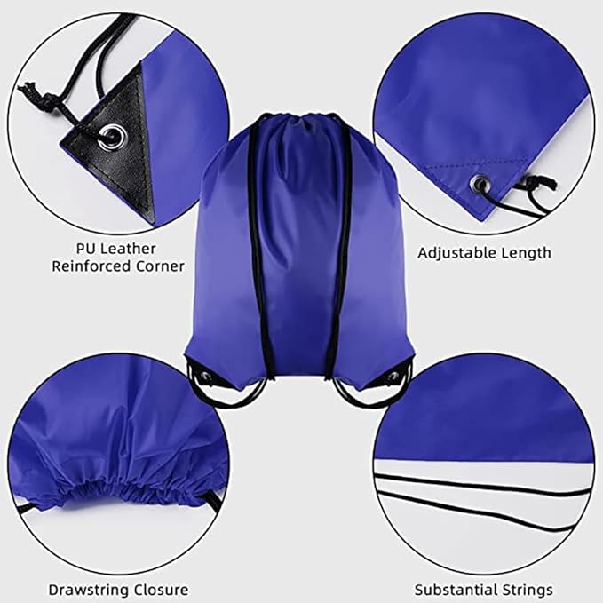 GoodtoU Drawstring Bags, Nylon Backpack Draw String Back Bag Cinch Sack Gym Bag for Sport, Traveling, Team (Blue, 80Pcs)