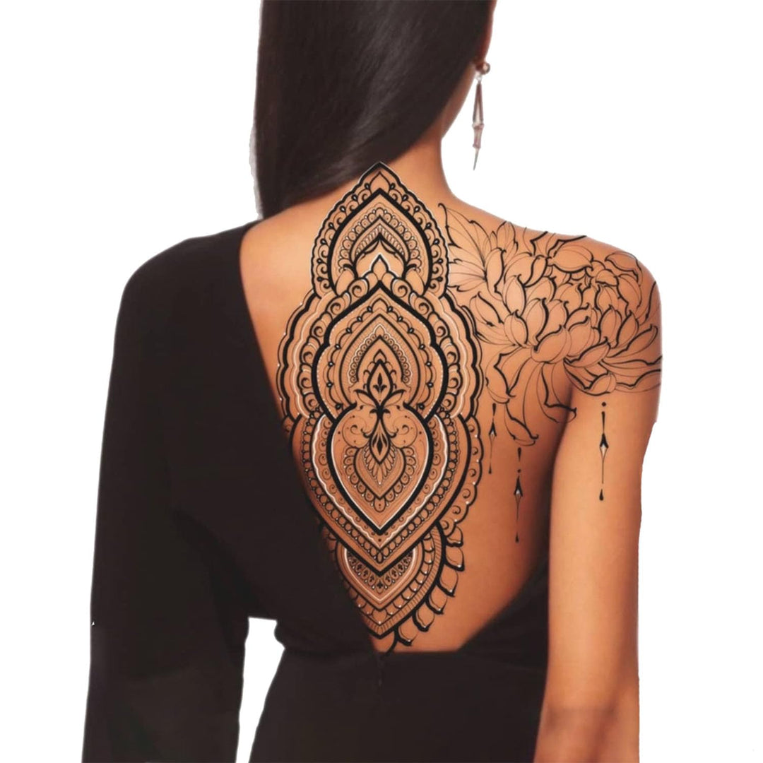 Large Temporary Tattoos Women Temporary Neck Long Lasting Temp Fake Tattoo Mandala Body