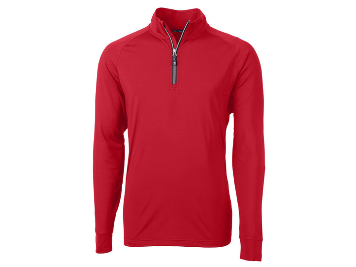 Cutter & Buck Long Sleeve Adapt Eco Knit Stretch Recycled Mens Big and Tall Quarter Zip Pullover, Red, 5XB