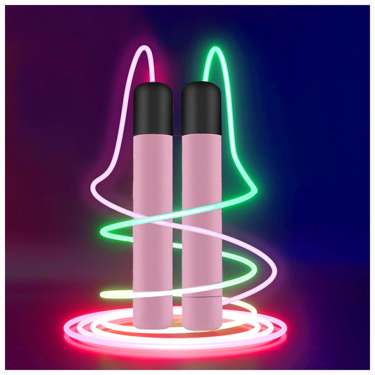 Kids Jump Rope for Girls Boys Rainbow Skipping Rope Students Sports Class Men Women Fitness Exercise Indoors Outdoors Cool LED Light Rope Adjustable Jumping Rope Colorful Pink