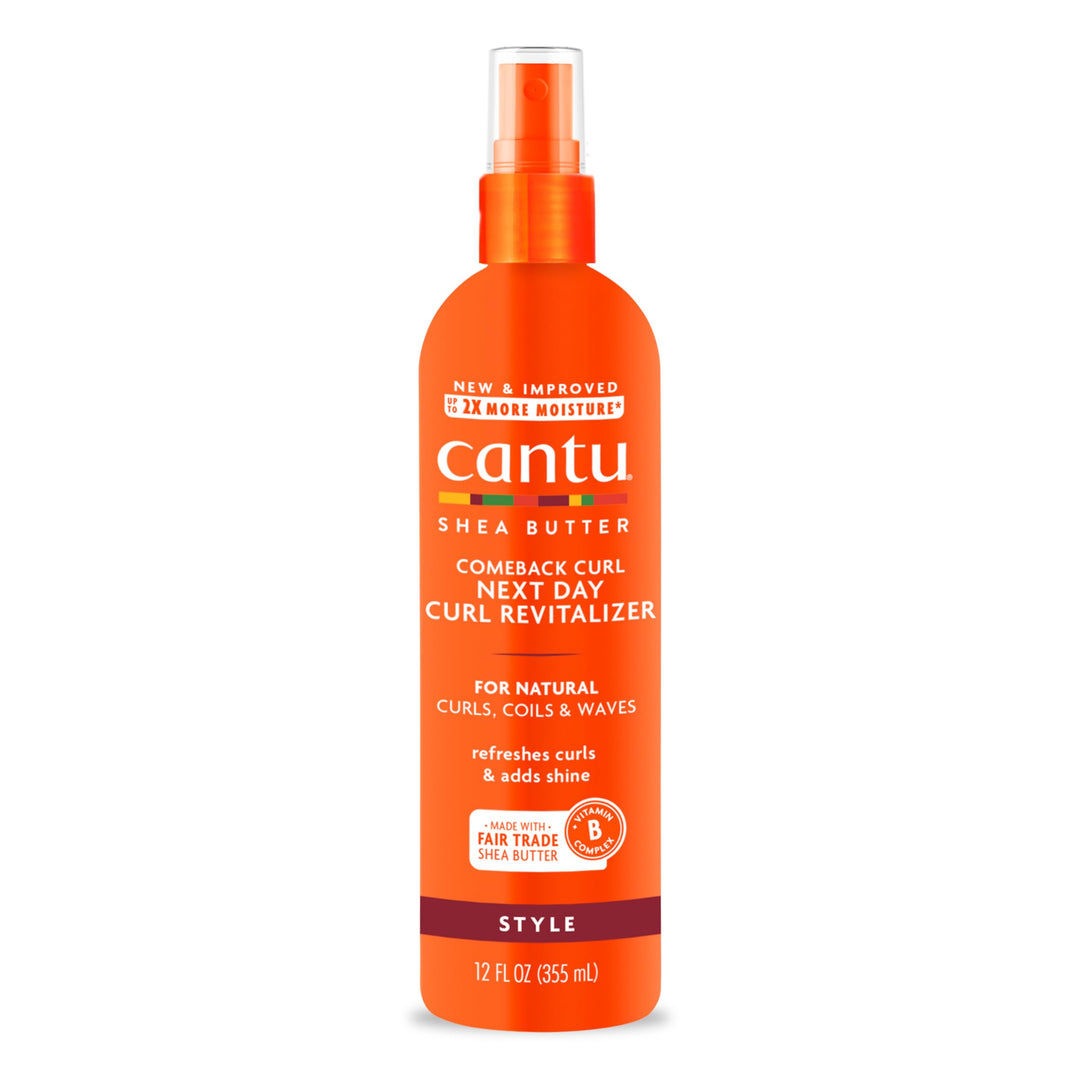 Cantu Comeback Curl Next Day Curl Revitalizer Mist with Shea Butter for Natural Hair, 12 fl oz