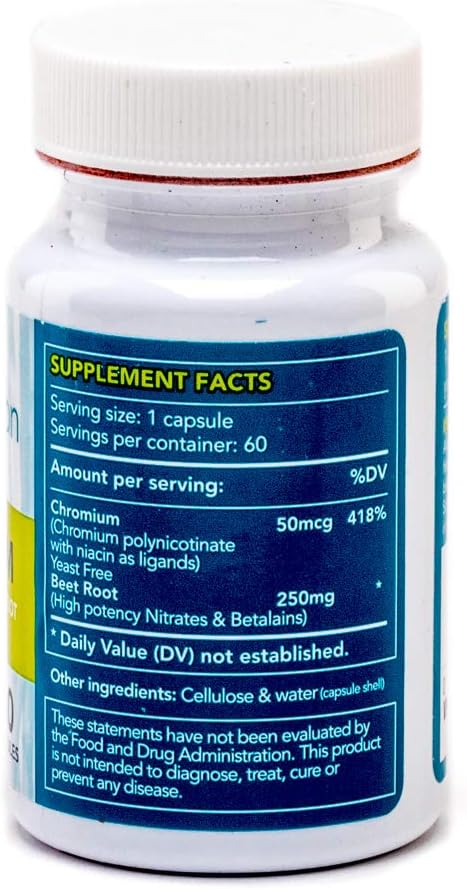BioImmersionChromium Bio-Organic with Beet – 60 Vegetarian Capsules, Trivalent Chromium with Niacin & Organic Red Beet Root, Vegan, Gluten-Free