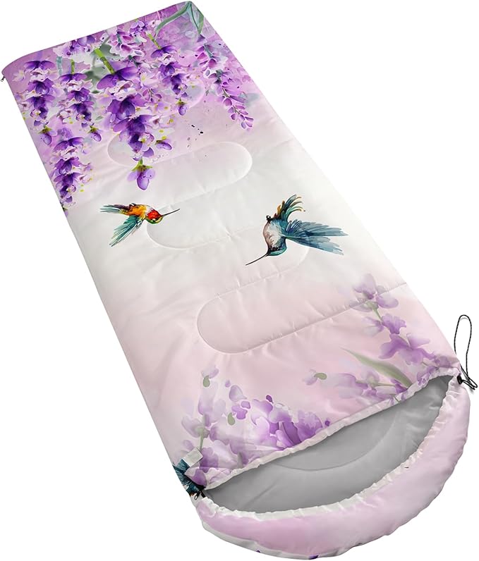 AILONEN Kids Floral Cat Camping Sleeping Bags,Lightweight & Waterproof,3 Season Warm & Cool Weather,Kawaii Kitten Sleeping Bags for Girls Adults,Travelling,Outdoors