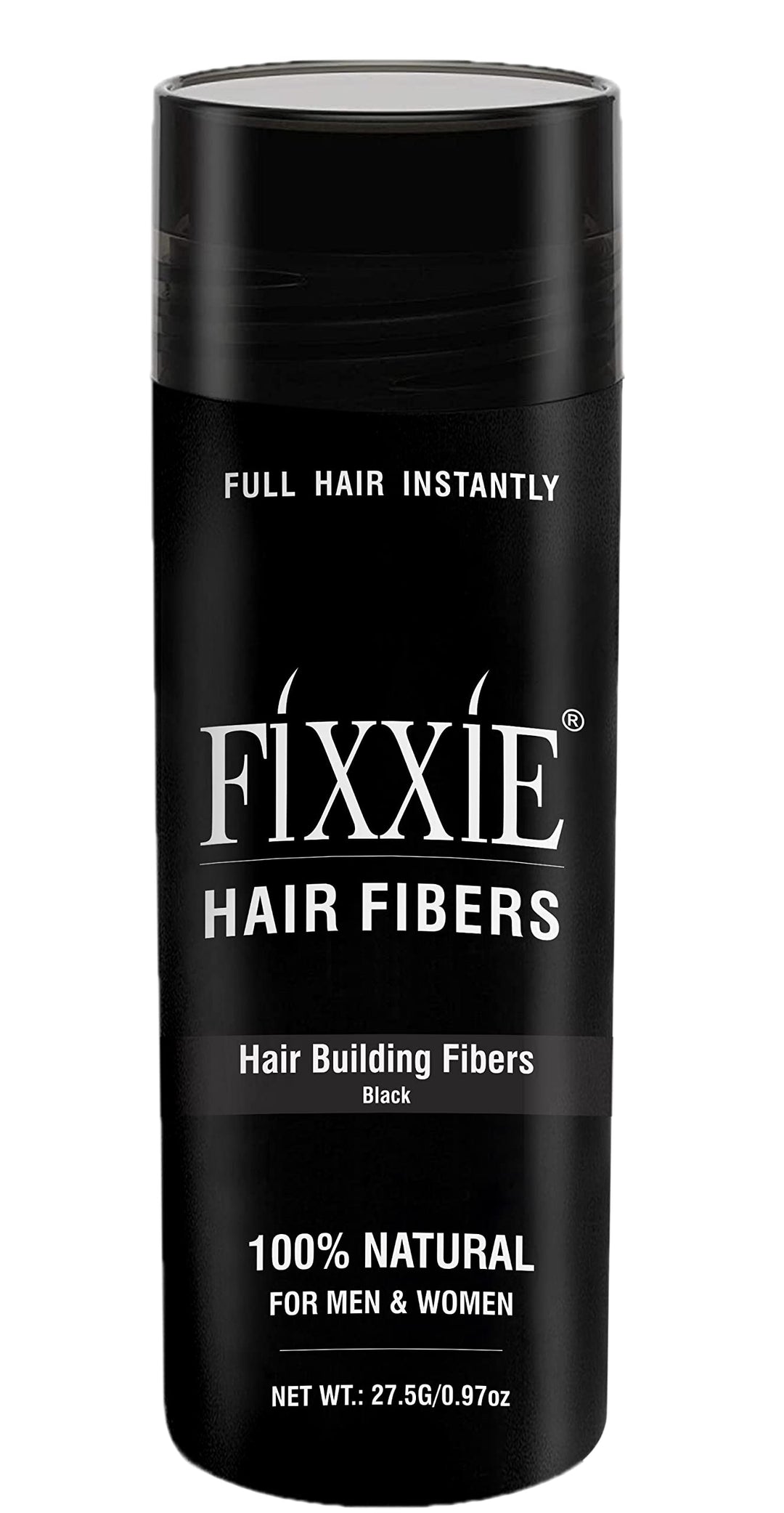 FIXXIE Hair Fibers BLACK for Thinning Hair 27.5g Bottle, Hair Fibre Concealer for Hair Loss for Men and Women, Naturally Thicker Looking Hair with Keratin Hair Fibres