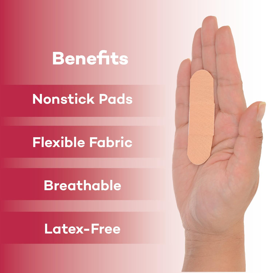 Dealmed Sterile Flexible Fabric Adhesive Bandages – 1x3 Inch – 100/Box - 24 Boxes - Breathable First Aid Strip Pack - Soft Stretch Wound Patch for Medical, Emergency Kits & Clinic