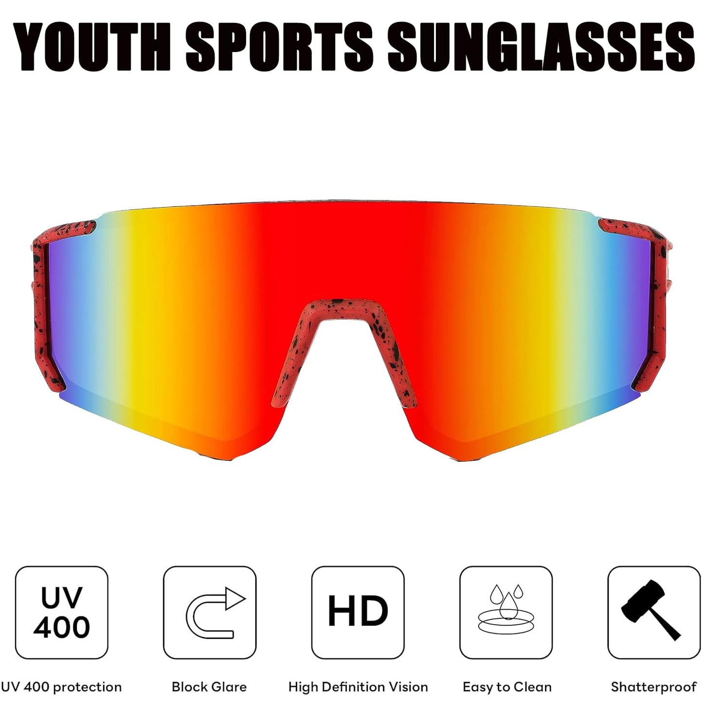 Youth Baseball Sunglasses For Boys Girls,UV400 Kids Sports Sunglasses,Cycling glasse Running Golf