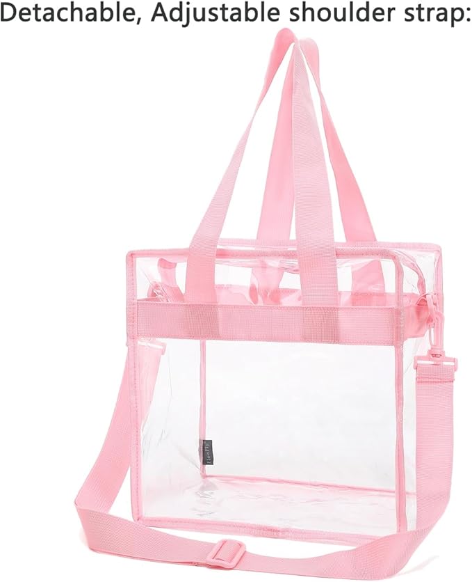 FlowFly Lunch Bag Tote Bag Lunch Organizer Lunch Holder Insulated Lunch Cooler Bag for Women/Men, Clear#Pink, Large