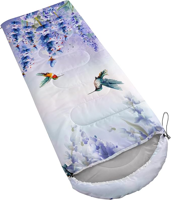AILONEN Kids Floral Cat Camping Sleeping Bags,Lightweight & Waterproof,3 Season Warm & Cool Weather,Kawaii Kitten Sleeping Bags for Girls Adults,Travelling,Outdoors