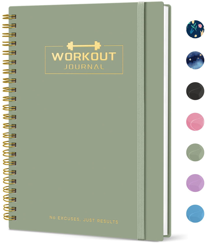 Fitness Workout Journal for Women & Men, A5(5.5" x 8.2") Workout Log Book Planner for Tracking, Progress, and Achieving Your Wellness Goals - Green