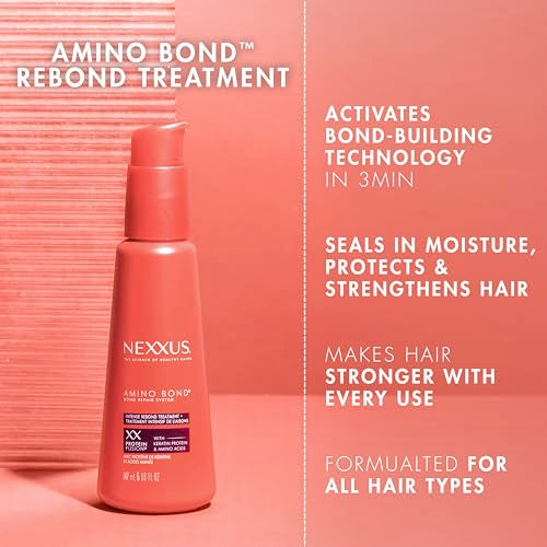 Nexxus Bond Repair Shampoo, Conditioner & Intense Rebond Treatment Bundle Amino Bond 3 Pack for All Types of Damaged Hair, with Keratin Protein and Amino Acids,