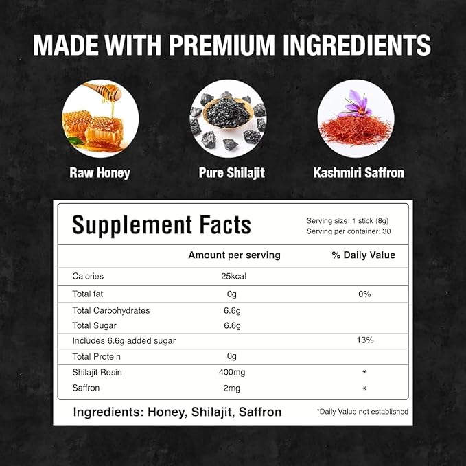 BARGAD Pure Himalayan Shilajit Sticks with Organic Honey & Saffron (7 Count) | Easy Single Use Shilajit Sticks | Boosts Energy & Immunity with 85+ Trace Minerals, 75%+ Fulvic Acid