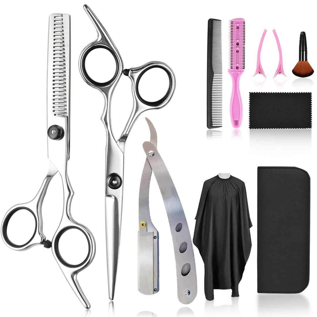 Hair Scissors Thinning Shears For Hair Cutting, Fcysy Professional 11 Pcs Hair Cutting Tools Baber Scissors Blend Shears Straigh