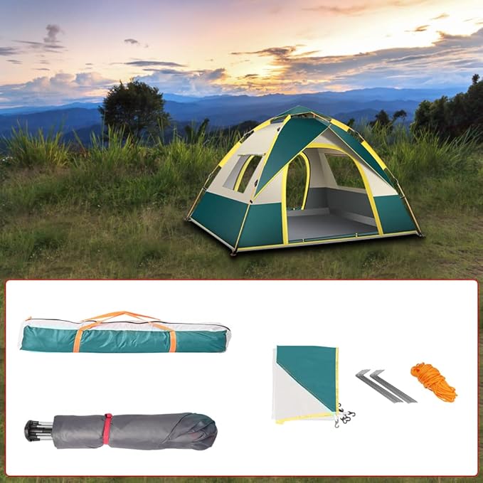 axGear Camping Tent Waterproof Windproof Dome Hiking Tent 2 to 4 People Family