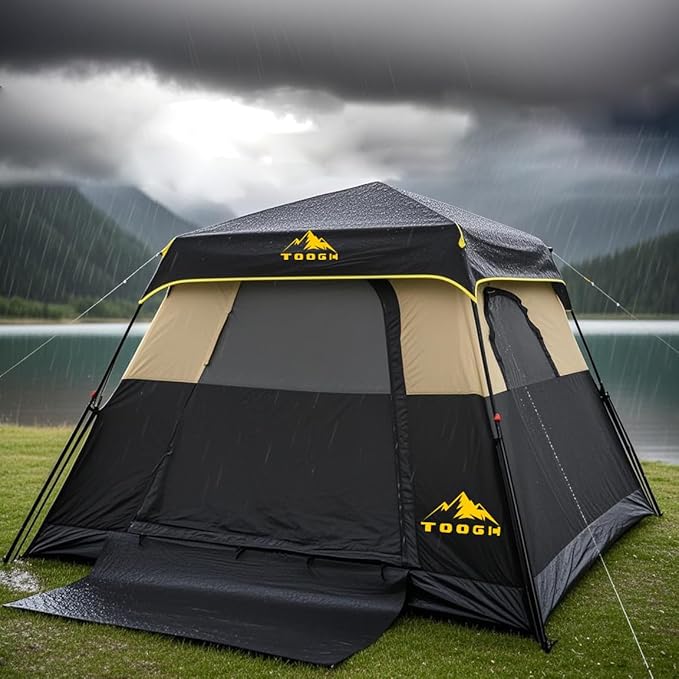 3/4 Person/6 Person Camping Tent Fast Cabin Tent with Instant Setup Tent, Weatherproof Tent Easy Quick Set Up & Pop Up in 60 Seconds with Rainfly Backpack for Family Camping,Upgraded Ventilation