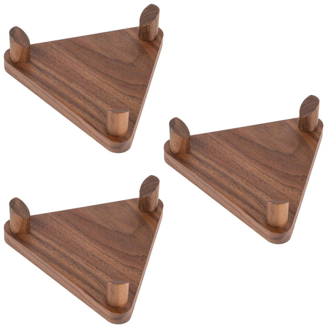 PUERSI Ball Stand Ball Display Stand Set of 3, for Football Basketball Soccer Volleyball, Ball Holder Walnut