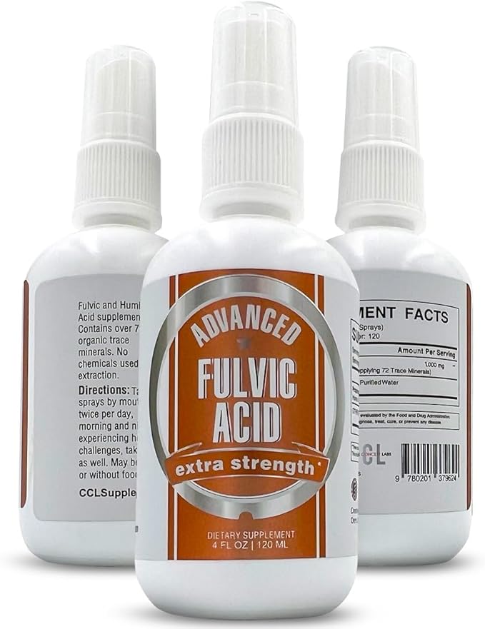 Advanced Fulvic Acid and Humic Acid Trace Mineral Liquid Spray Supplement. 70+ Ionic Organic Vital Minerals & Electrolytes, Similar Benefits of Shilajit & Drops (4 oz, 120 Servings)
