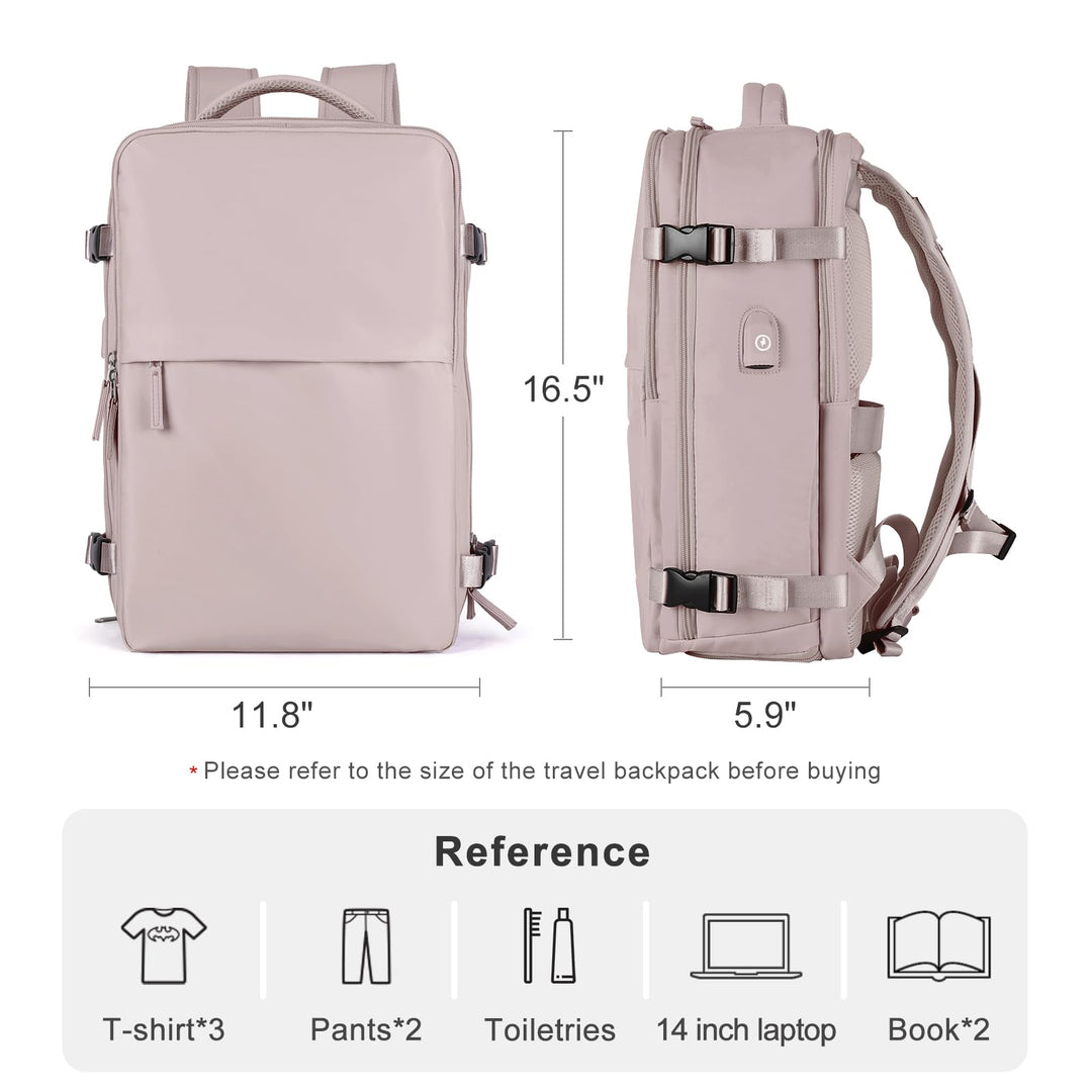 coofay Laptop Travel Backpack For Women Men Airline Approved Carry On Bags For Airplanes Underseat Luggage Backpack For Traveling On Airplane Personal Item Travel Bag For Airlines Pinkish Purple